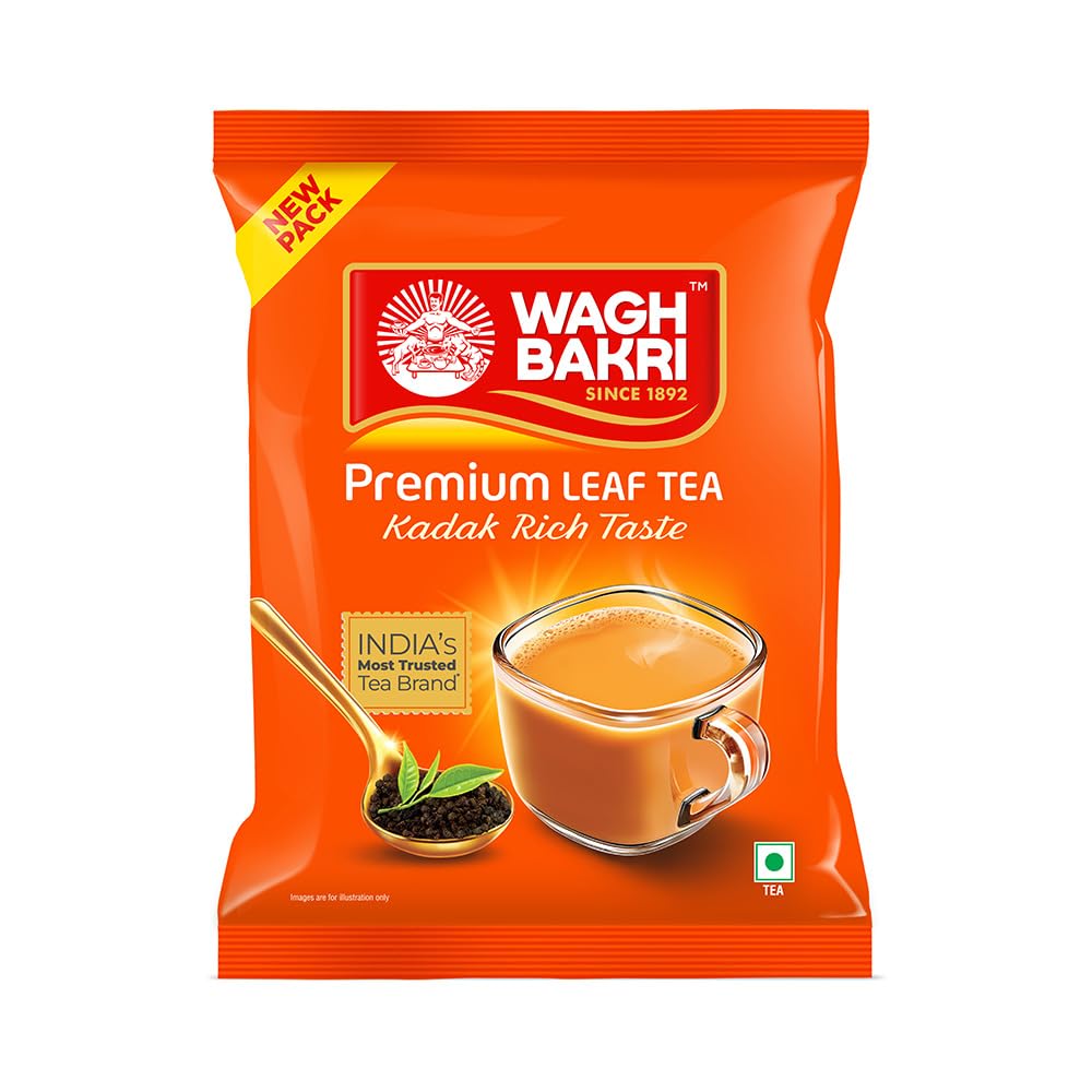 Wagh Bakri Premium Tea | Black | Assam Blend | Kadak Chai | Aromatic Chai Patti | Rich & Bold Flavour | Lingering Taste & Kesari Golden Hue | Loose Leaf Tea | 500 g