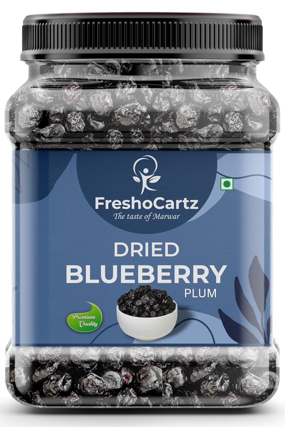 FreshoCartz Dried Blueberry Plum 500gm – Premium Dried Fruit, Sweet & Tangy Snack | High in Vitamins, Antioxidants & Fibers | Ideal for Baking, Cooking, Trail Mix & Gifting | Jar Pack Of 1