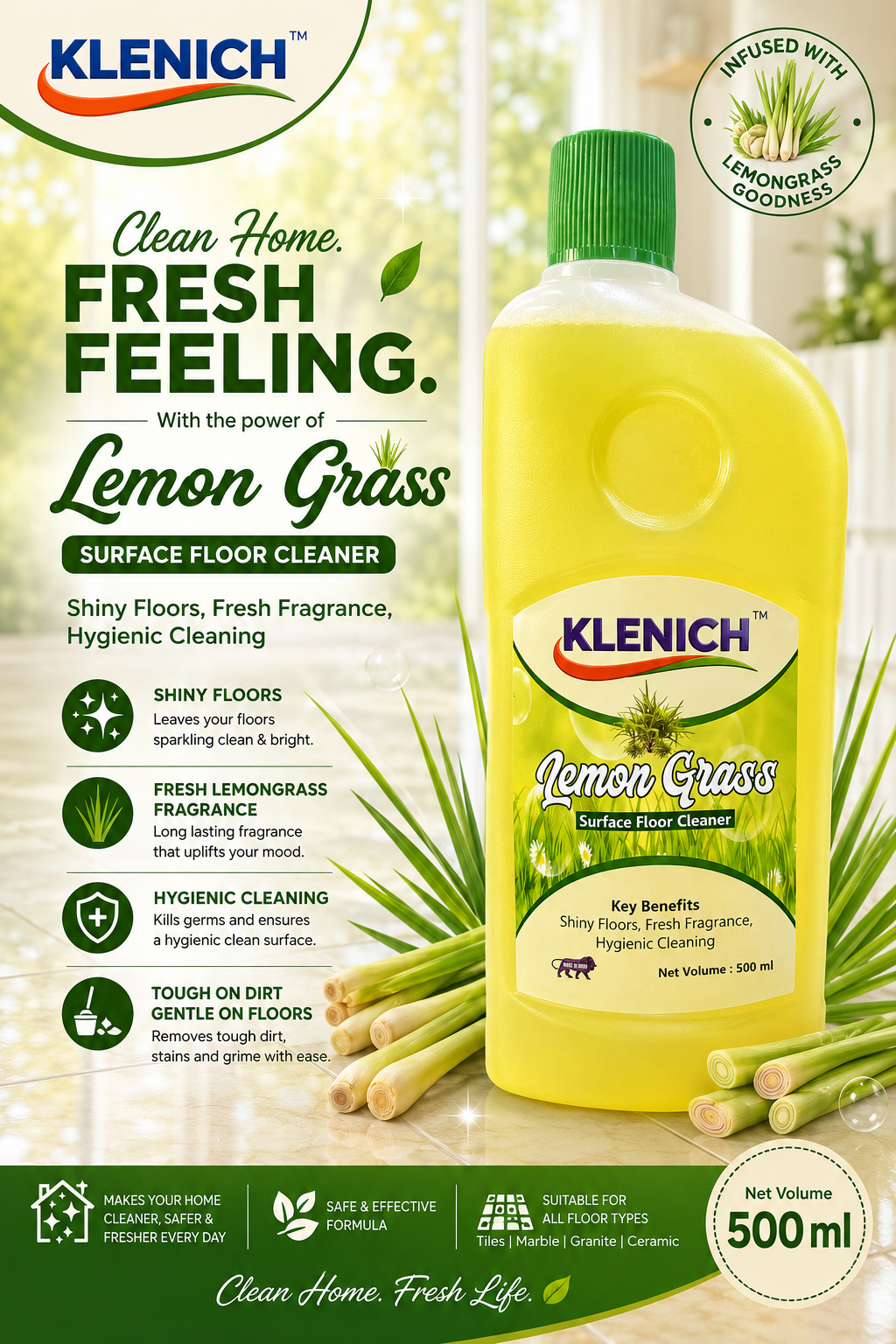 KLENICH Lemon Grass Floor CLeaner 500ML